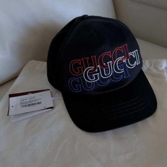NWT GUCCI Baseball Cap This Season'S Logo Navy Cap Size M 58 Cm - Picture 3 of 10